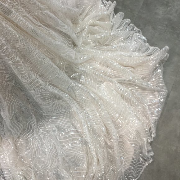 Kenneth Winston New BLING Wedding Dress, Light Gold, SEQUINS, Illusion Fit&Flare - Picture 11 of 13